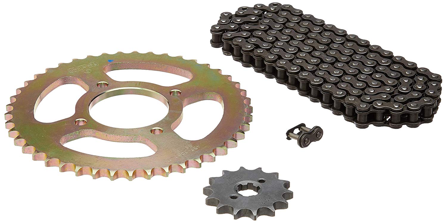 Uno Minda CH-2008 Quadra Rivet Chain & Alloy Steel Hardened Sprockets Chain & Sprocket Kit - R428 SIZE-116L / 14T / 45T(4H) For TVS Phoenix 125Cc (Alloy Wheel) 